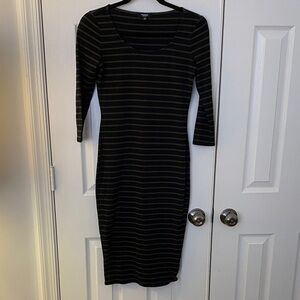 Premise Black and Green Striped Dress